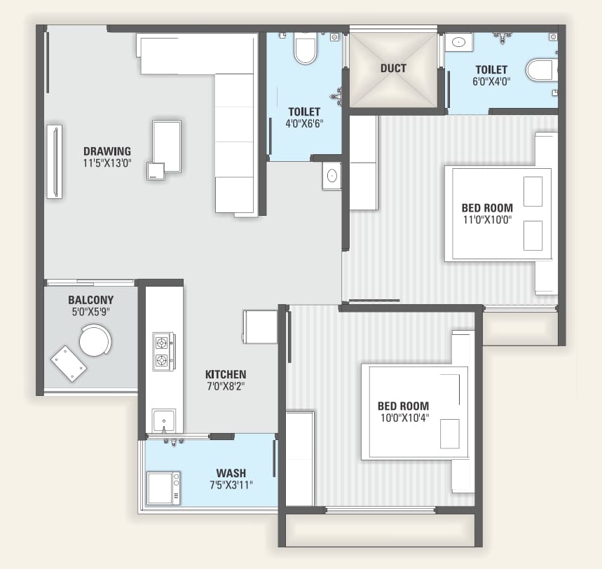 2 BHK 1035 Sq.Ft. Residential Flat / Appartment for Sell in Chandkheda Ahmedabad - Media 7